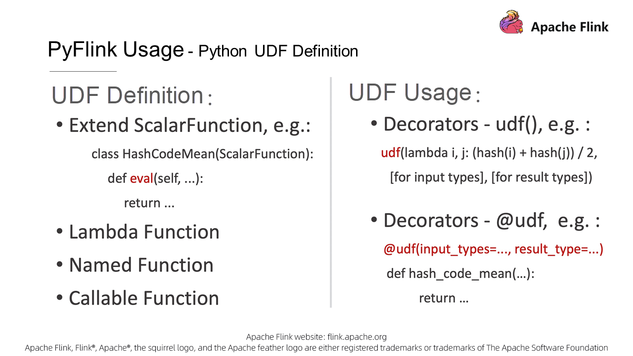 User-Defined Functions Definition in PyFlink
